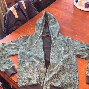 Nike Air Jordan Y2K Cement Green Elephant Print Full Zip Hoodie Size Men’s L